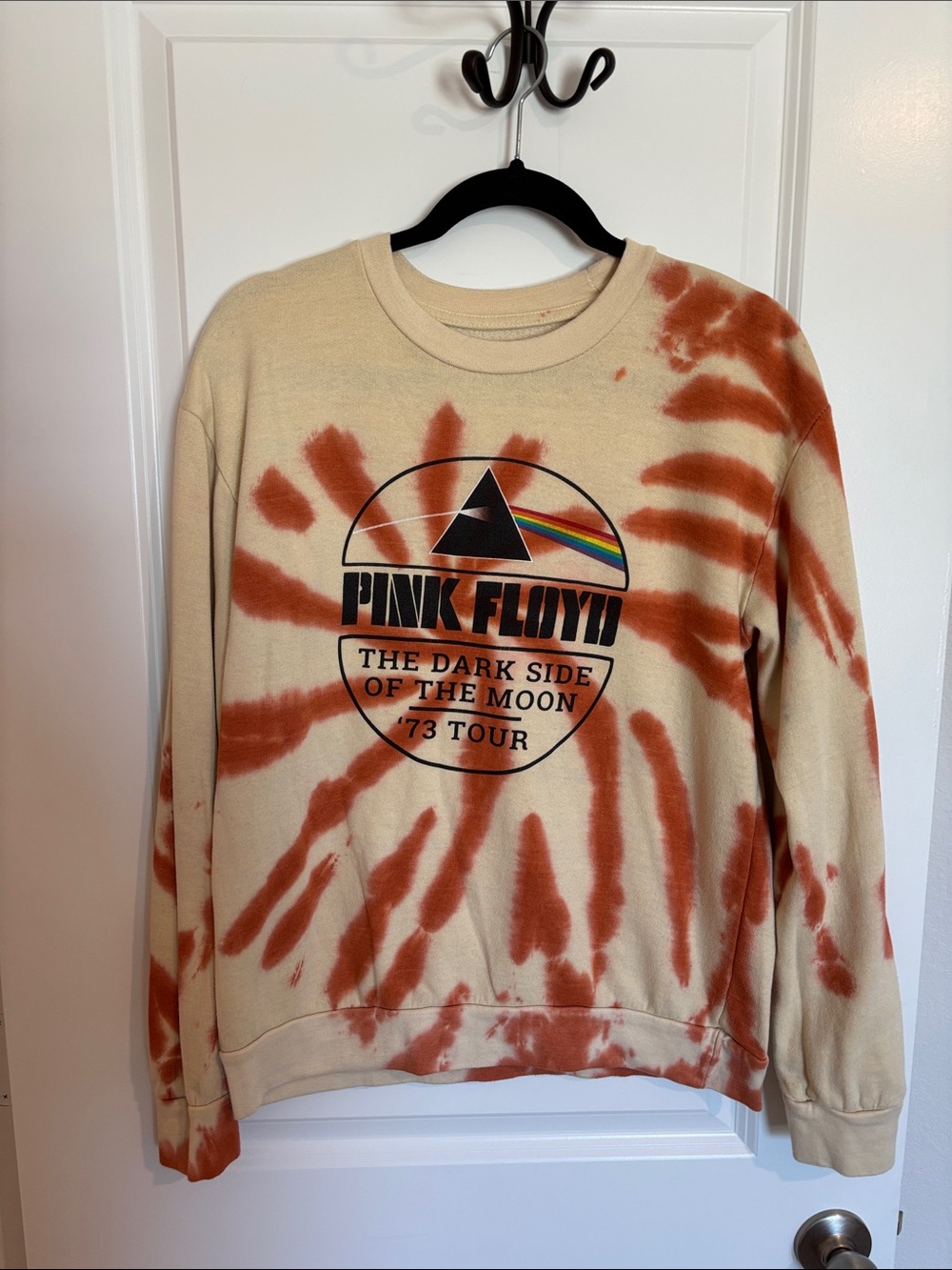 Pink Floyd Beige & Rust Tie-Dye Crewneck Sweatshirt